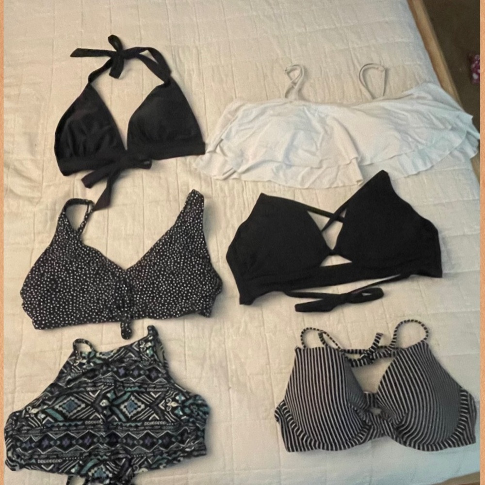 Target Swimsuits. 
Tops: Medium
Bottoms: Medium/Large High-waisted